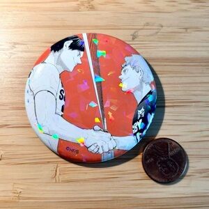 Rare HOLO Haikyuu manga art can badge